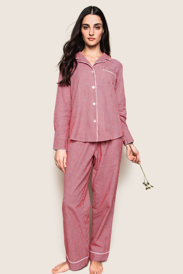 Red Gingham Flannel Pajama Set