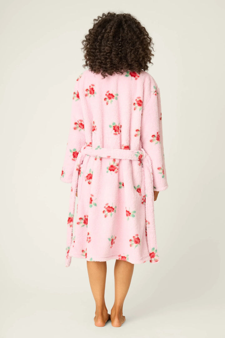 Rose Print Plush Robe