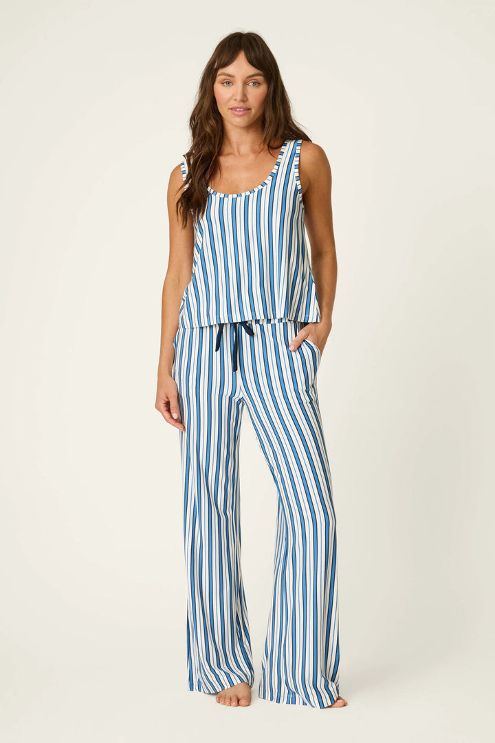 Soiree Dreams Blue Stripe Tank & Pants PJ Set