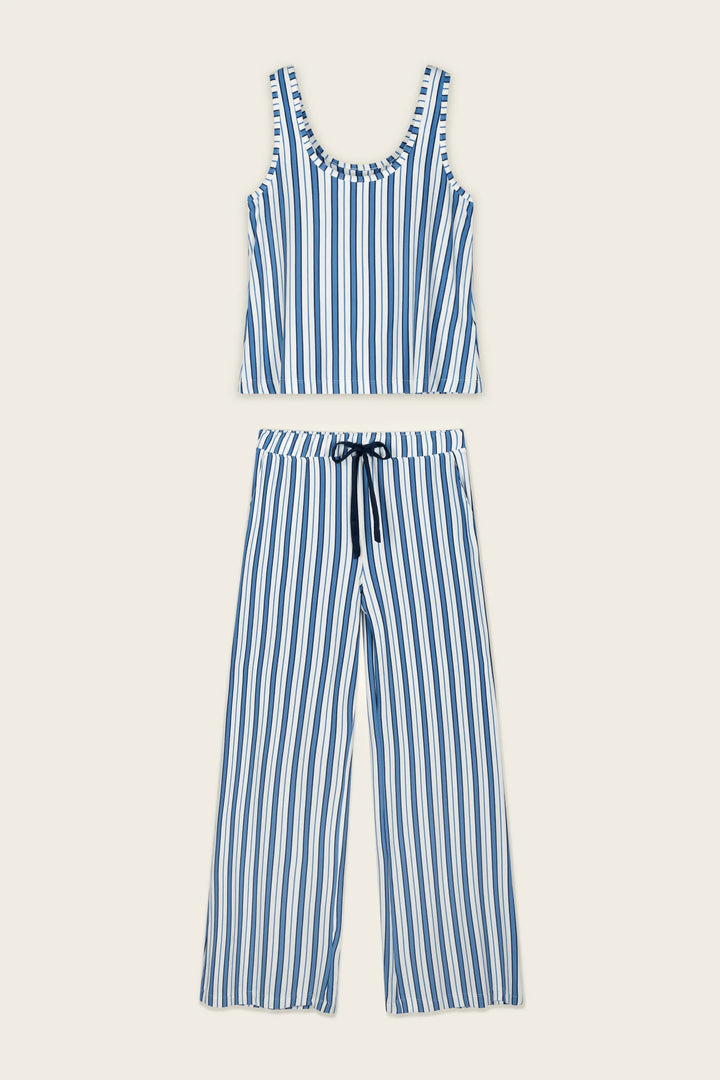 Soiree Dreams Blue Stripe Tank & Pants PJ Set