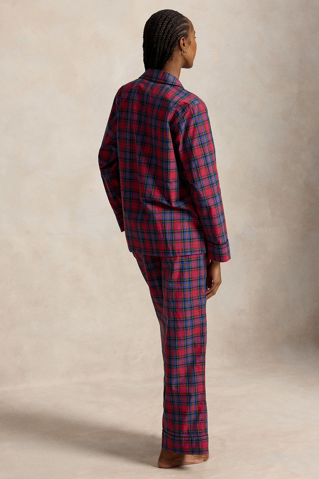 Elliot Plaid Long-Sleeve Pajama Set with Twilly