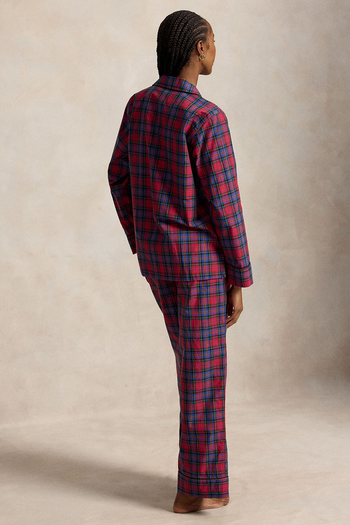 Elliot Plaid Long-Sleeve Pajama Set with Twilly