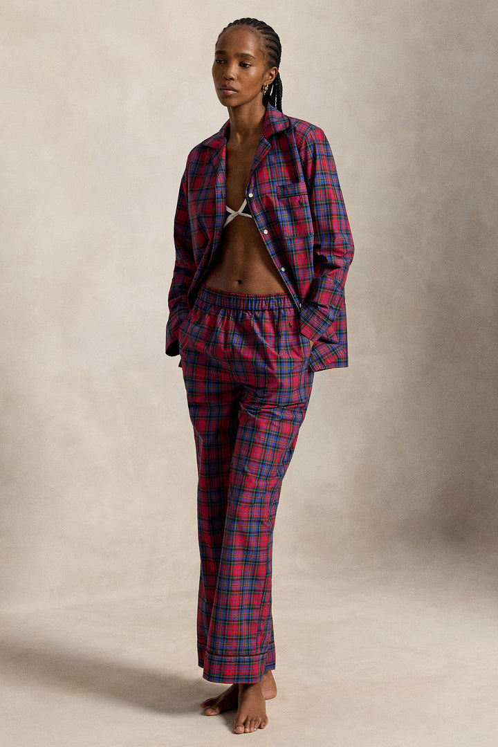 Elliot Plaid Long-Sleeve Pajama Set with Twilly