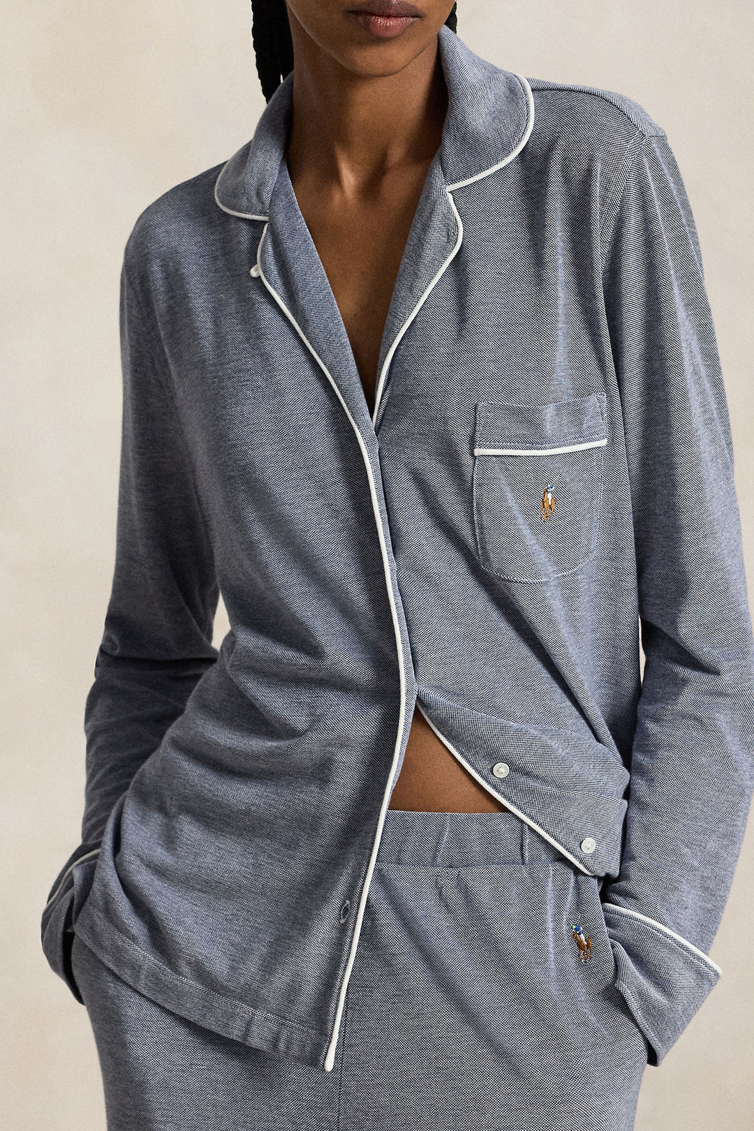 Knit Oxford Shirt & Pant Pajama Set