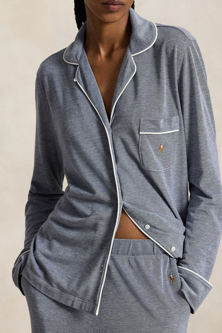 Knit Oxford Shirt & Pant Pajama Set