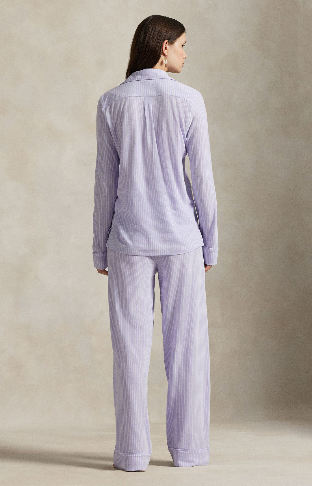 Knit Oxford Stripe Long Pajama Set