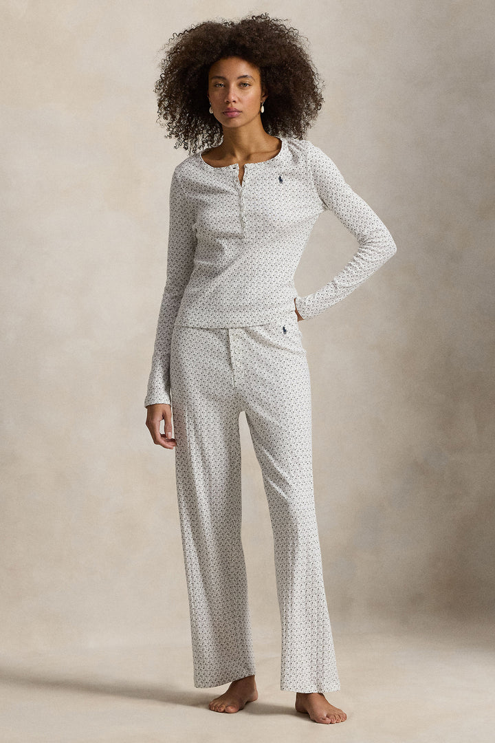 Polo Pointelle Henley Wide Leg Sleep Set: Size XS