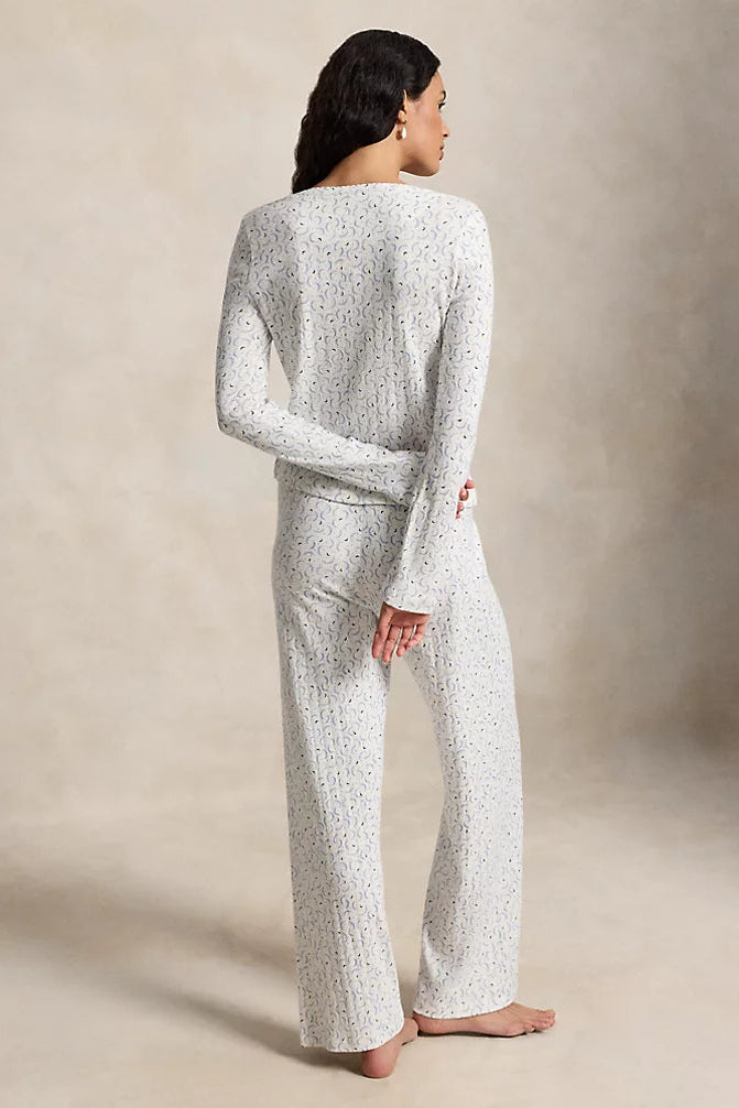Polo Pointelle Henley Wide Leg Sleep Set