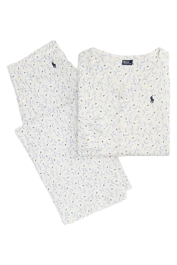 Polo Pointelle Henley Wide Leg Sleep Set