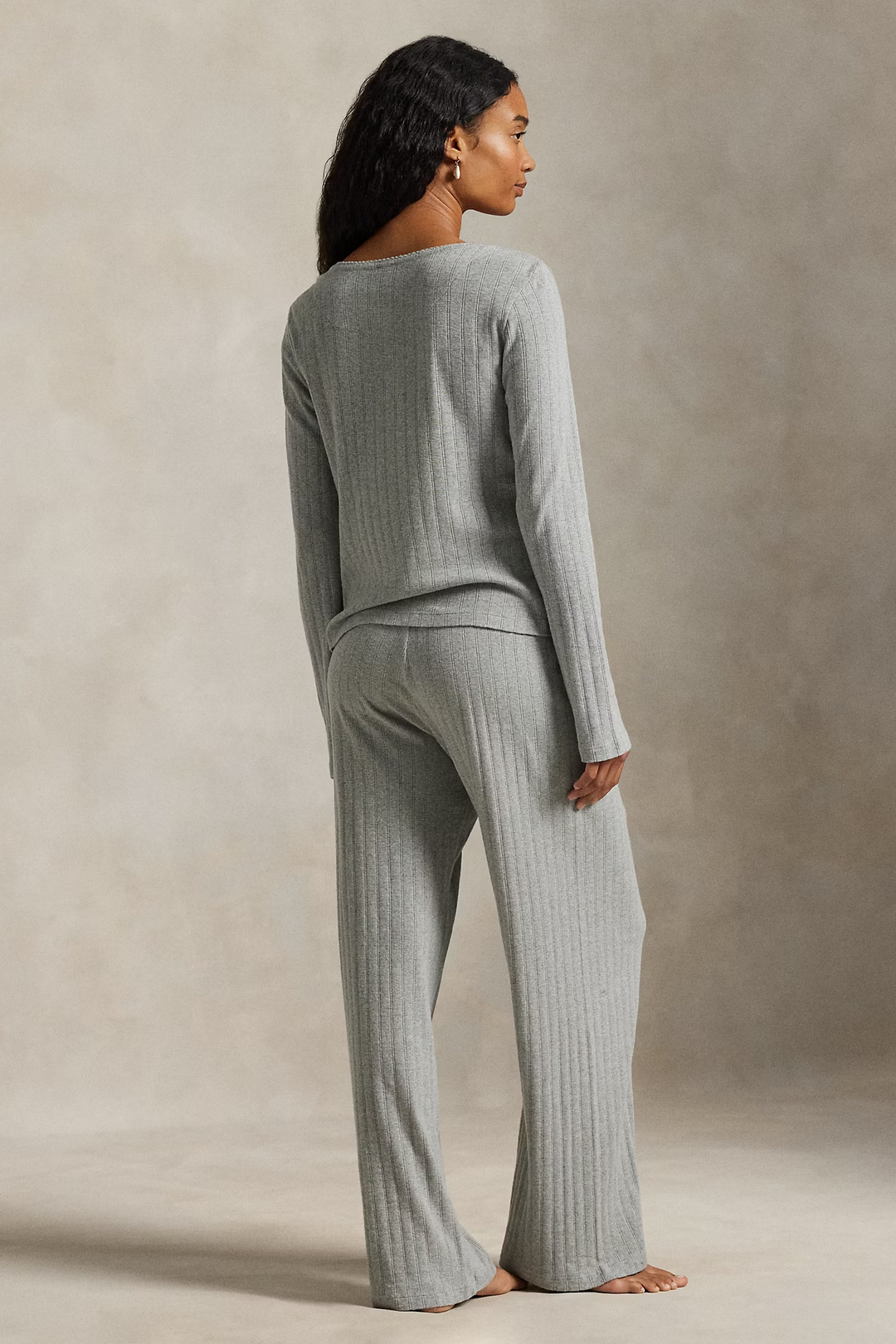 Polo Pointelle Henley Wide Leg Sleep Set