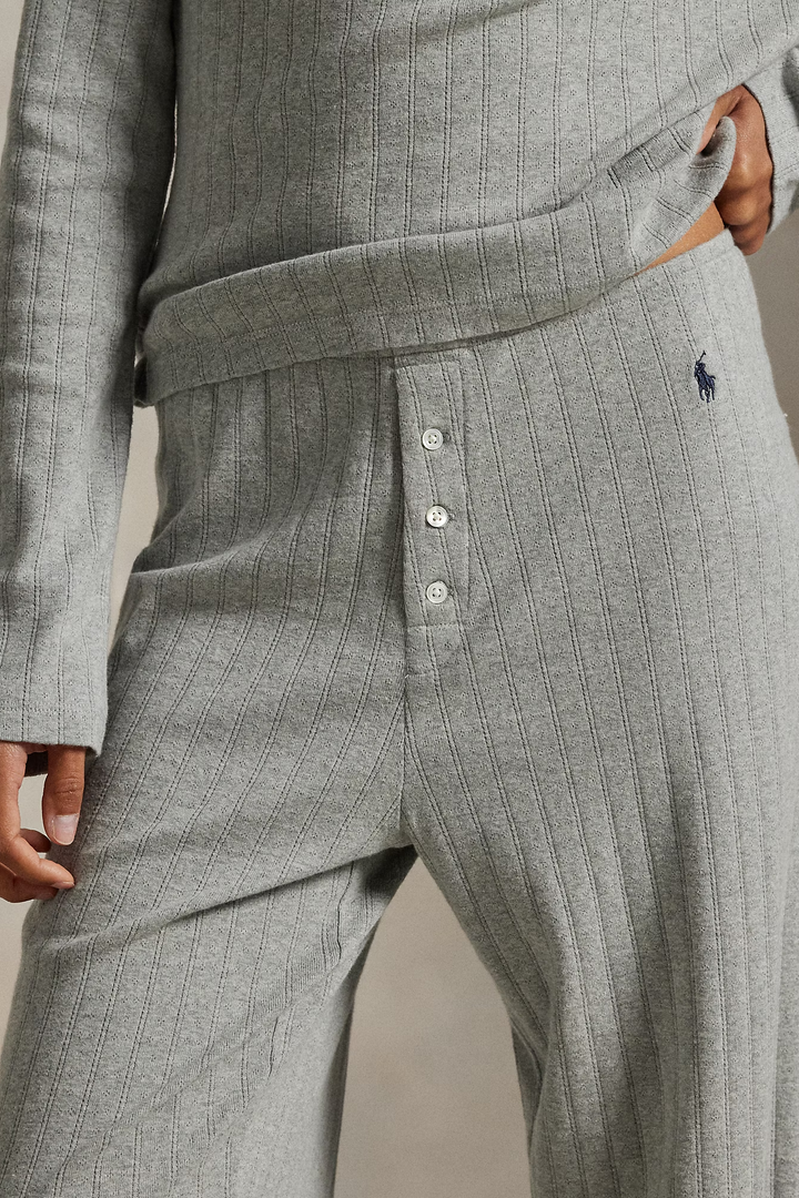 Polo Pointelle Henley Wide Leg Sleep Set