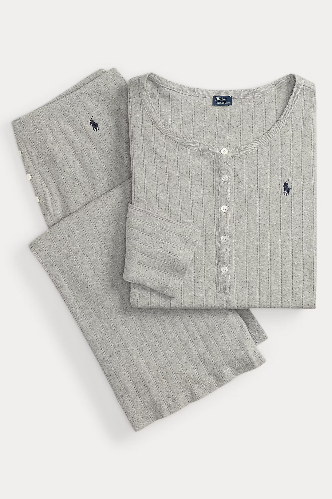 Polo Pointelle Henley Wide Leg Sleep Set
