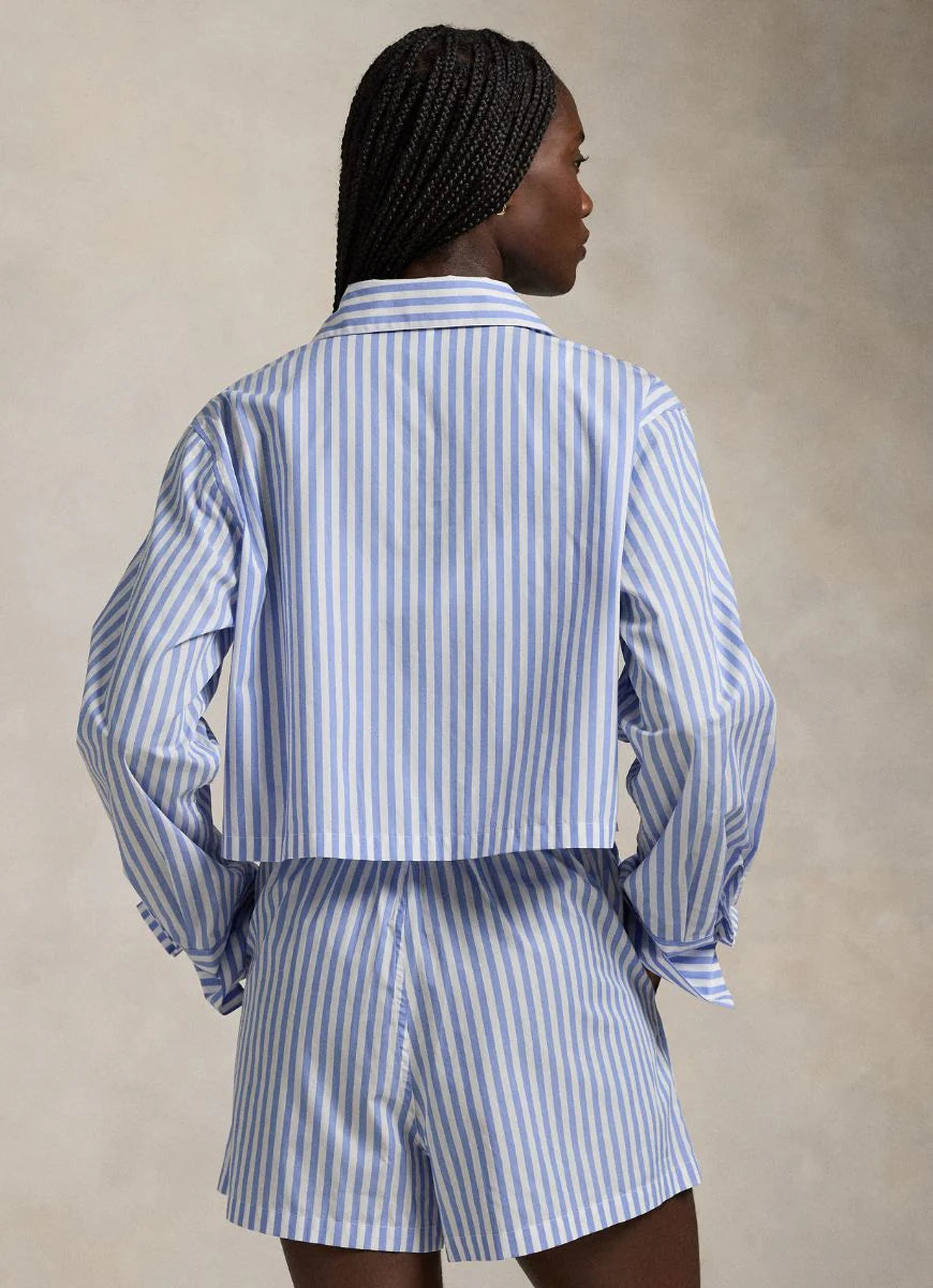 Shirting Stripes Crop Boxer Pajama Set: Size XS