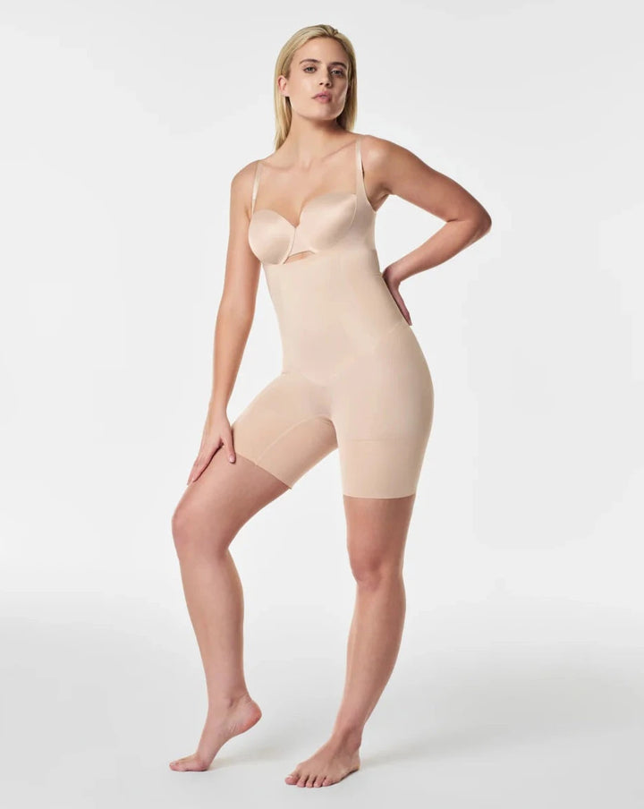 Open-Bust Mid-Thigh Bodysuit: Oncore Sculpting
