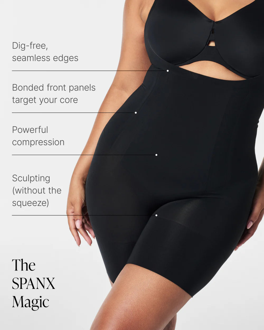 Open-Bust Mid-Thigh Bodysuit: Oncore Sculpting