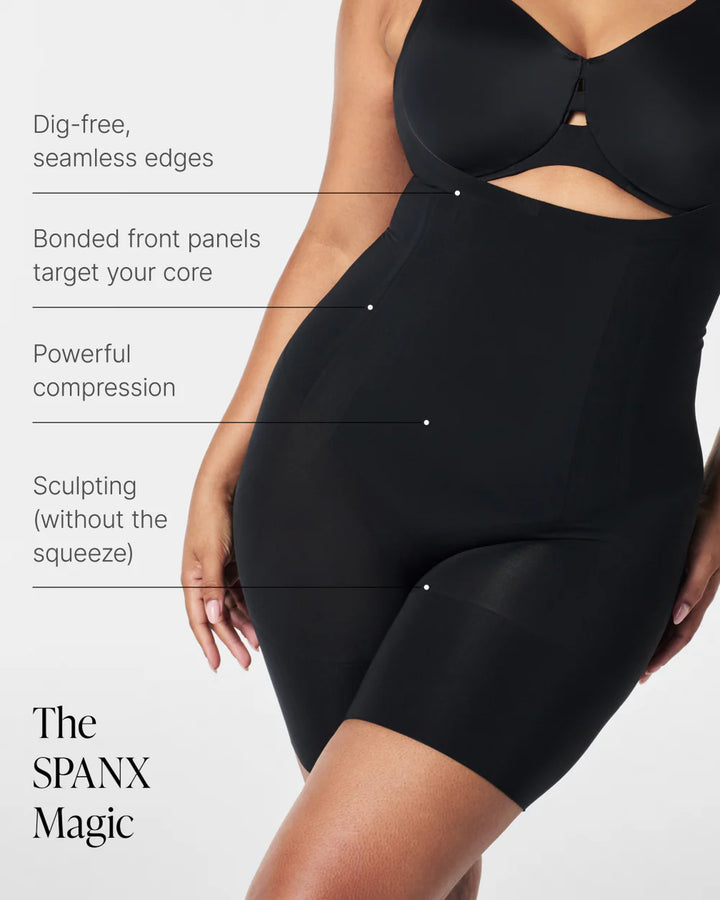 Open-Bust Mid-Thigh Bodysuit: Oncore Sculpting