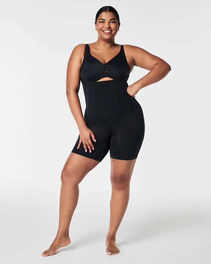 Open-Bust Mid-Thigh Bodysuit: Oncore Sculpting
