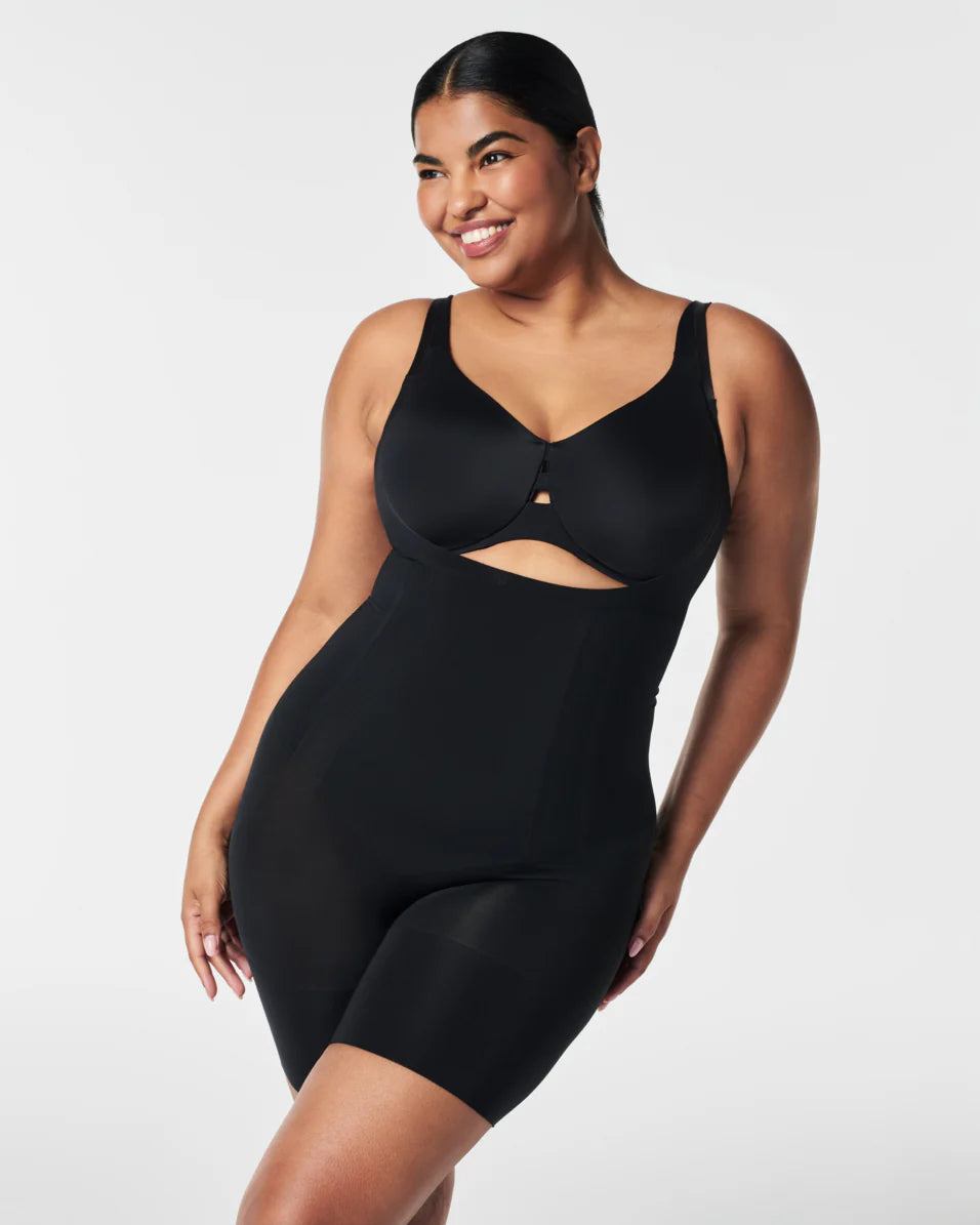 Open-Bust Mid-Thigh Bodysuit: Oncore Sculpting