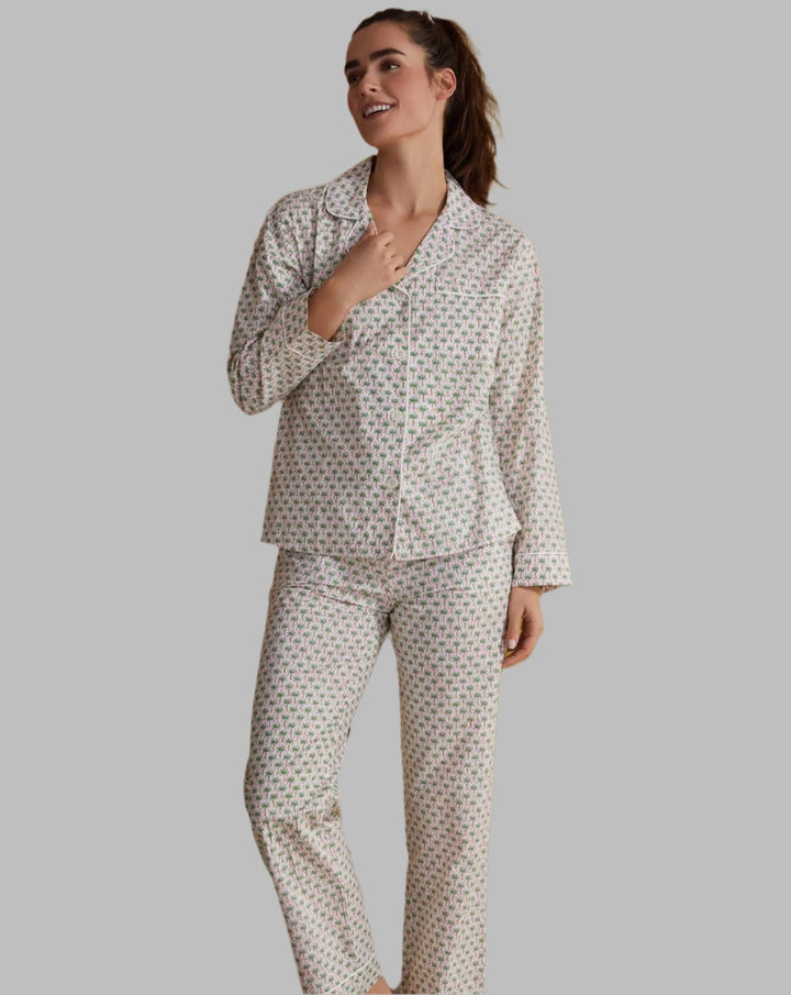 Palm Geo Classic Woven Cotton PJ Set: Size XS - Beestung Lingerie