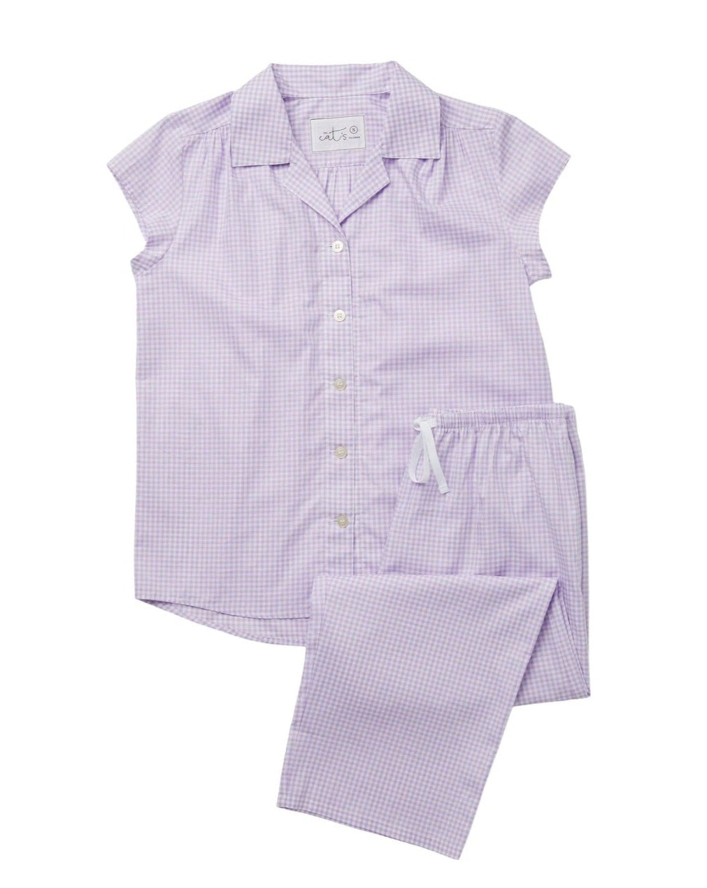 Capri Lavender Gingham Luxe Pima Cotton Set: Size S