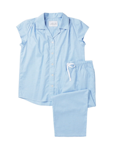 Capri Blue Gingham Luxe Pima Cotton Set: Size XS