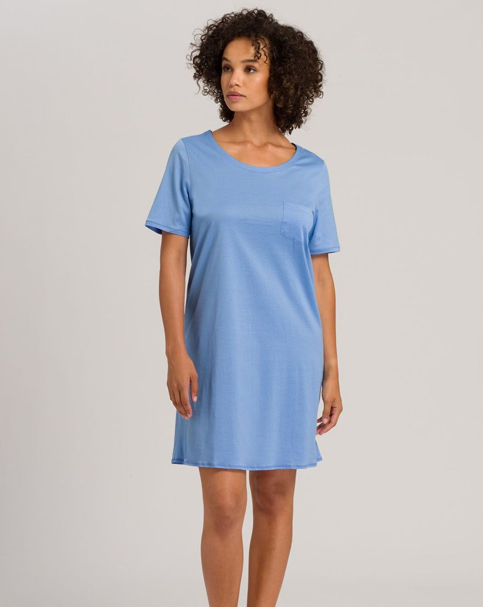 Cotton Deluxe Short Sleeve Nightdress: Azurine