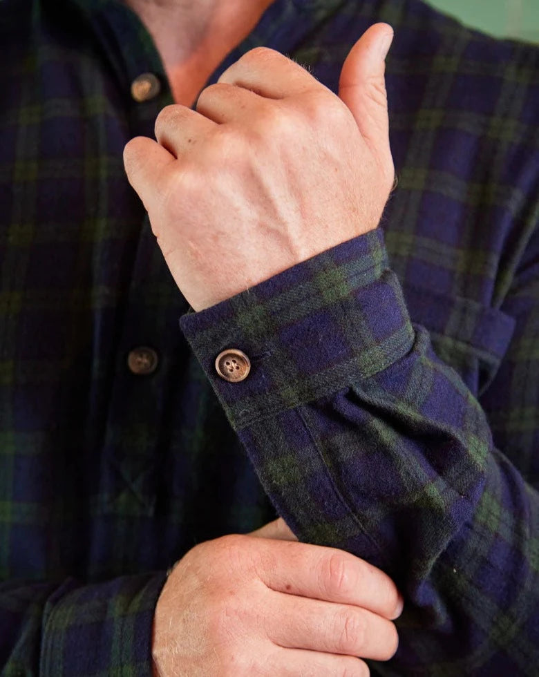 Unisex Green Tartan Flannel Nightshirt: Size M