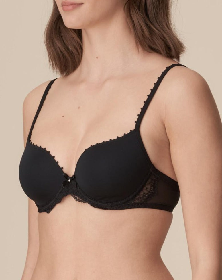 Pearl Padded Heart Shape Bra: Black 36A - Beestung Lingerie