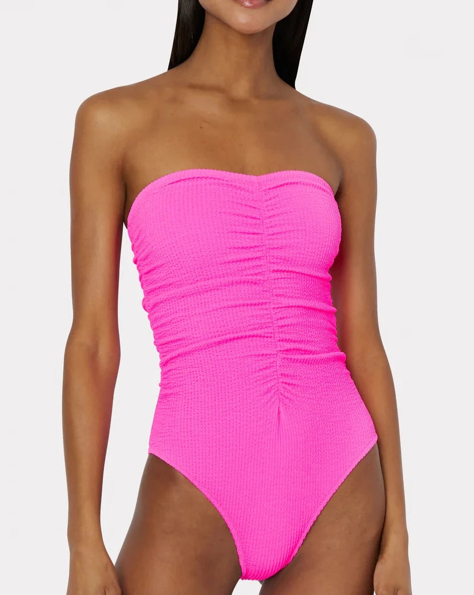 Textured Ruched One Piece - Beestung Lingerie