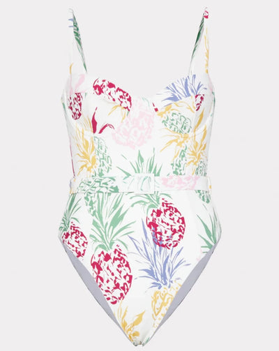 Tropical Pineapple Belted One Piece
