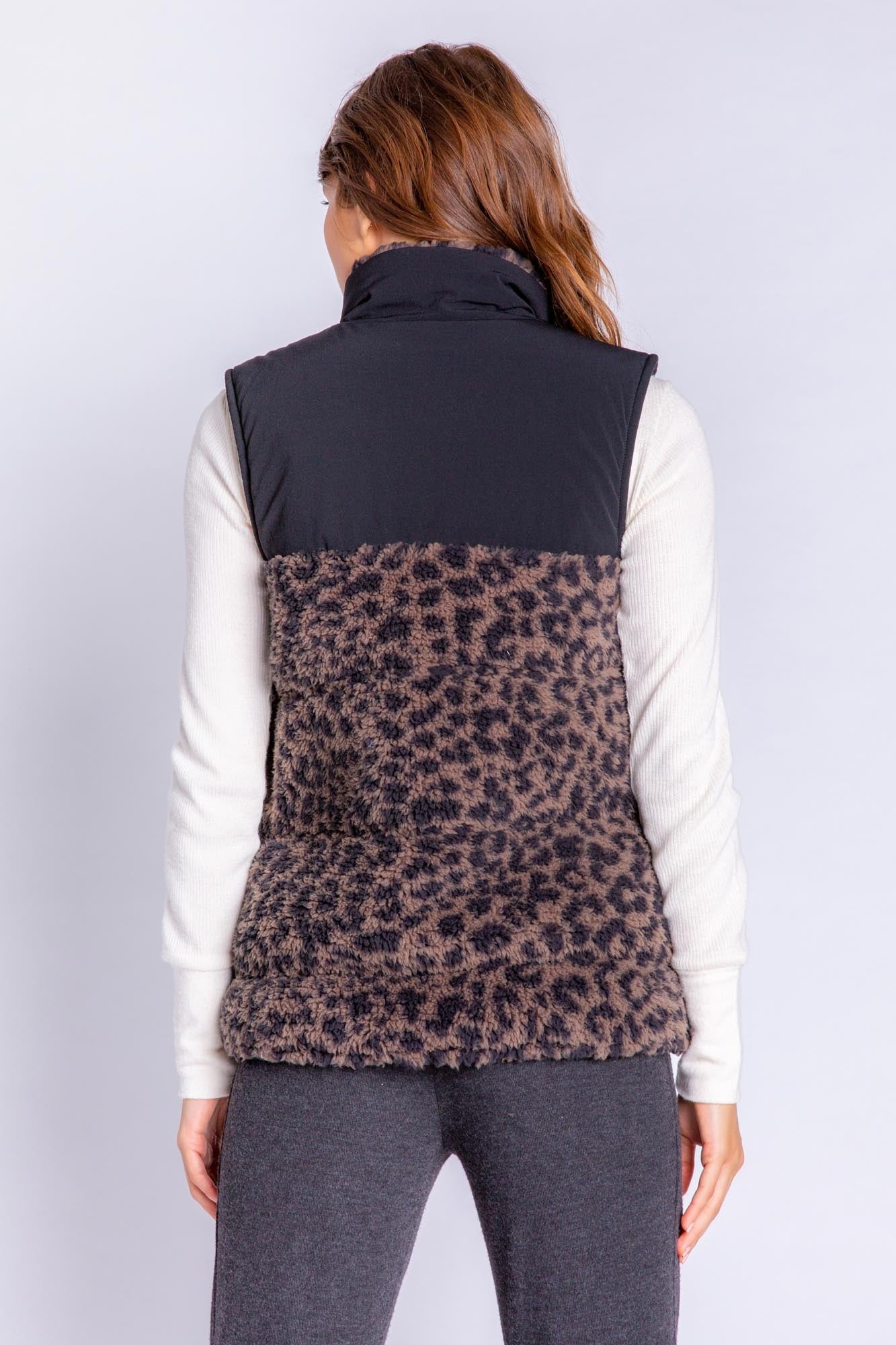 El Capitan Sherpa Leopard Vest: Size M - Beestung Lingerie