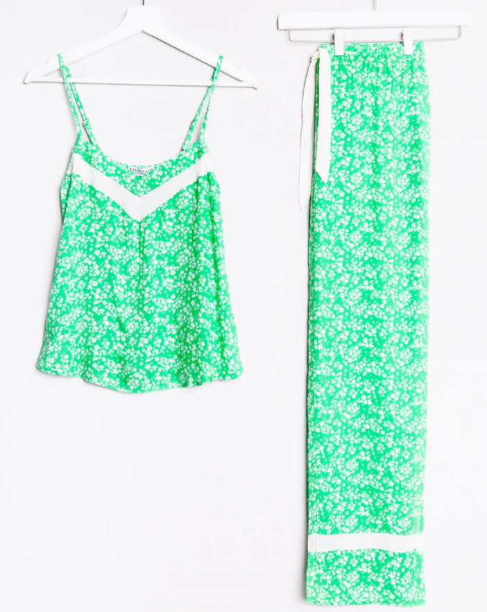 Out Of Office Green Cami & Pant Set: Size S - Beestung Lingerie