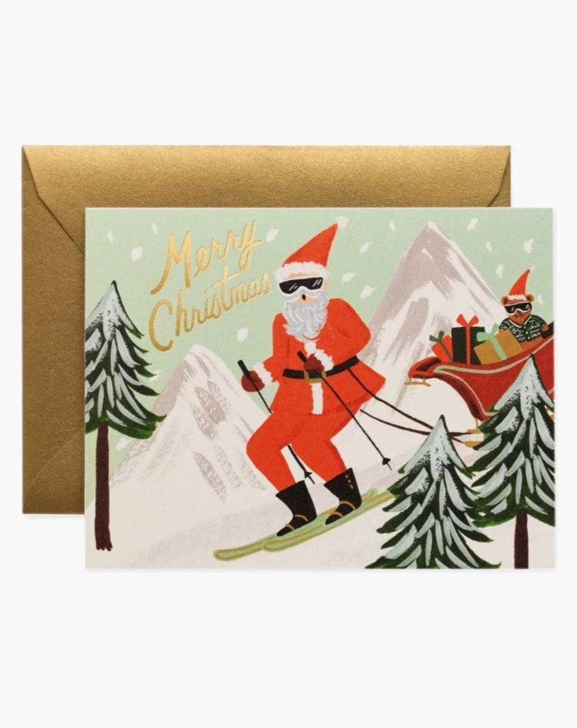 Skiing Santa Card - Beestung Lingerie